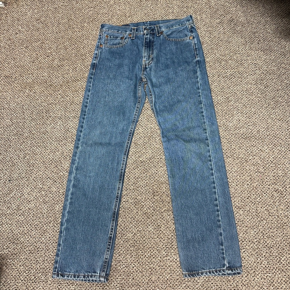 Levis 505 Regular Fit Straight Leg Jeans Medium Wash Blue Denim W29 L30